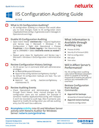 IIS Configuration Auditing Quick Reference Guide PDF cover