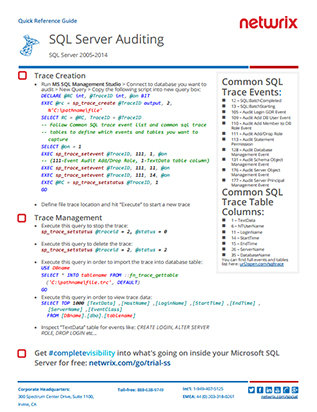 SQL Server Auditing Quick Reference Guide PDF cover