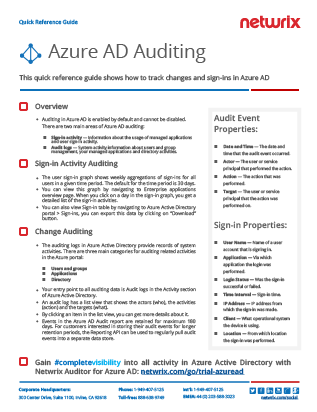 Azure AD Auditing Quick Reference Guide PDF cover