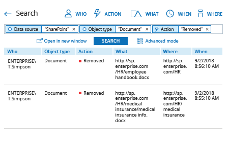 Detection who deleted file on SharePoint - Netwrix Auditor Interactive Search