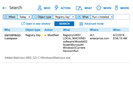 Netwrix Auditor Search: detect modifications to startup items in the Windows Registry