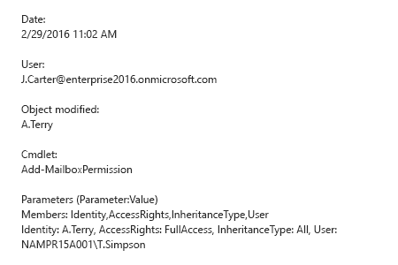 Monitoring mailbox permissions changes using Exchange Administrative Console report