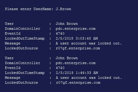 PowerShell account lockout sources report